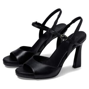 Naturalizer Women's 7W Black Leather Lala Dress Heel Sandals Ankle Strap BR26-18